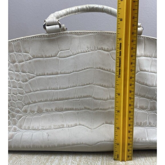 Furla Crocodile Leather Embossed White Hobo Crossbody Strap/Shoulder Bag Italy - Picture 11 of 15